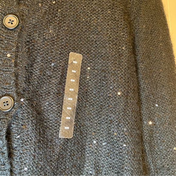 2for$35 NWT GAP Black Sequin Wool Cardigan. Size Medium. - Picture 7 of 11